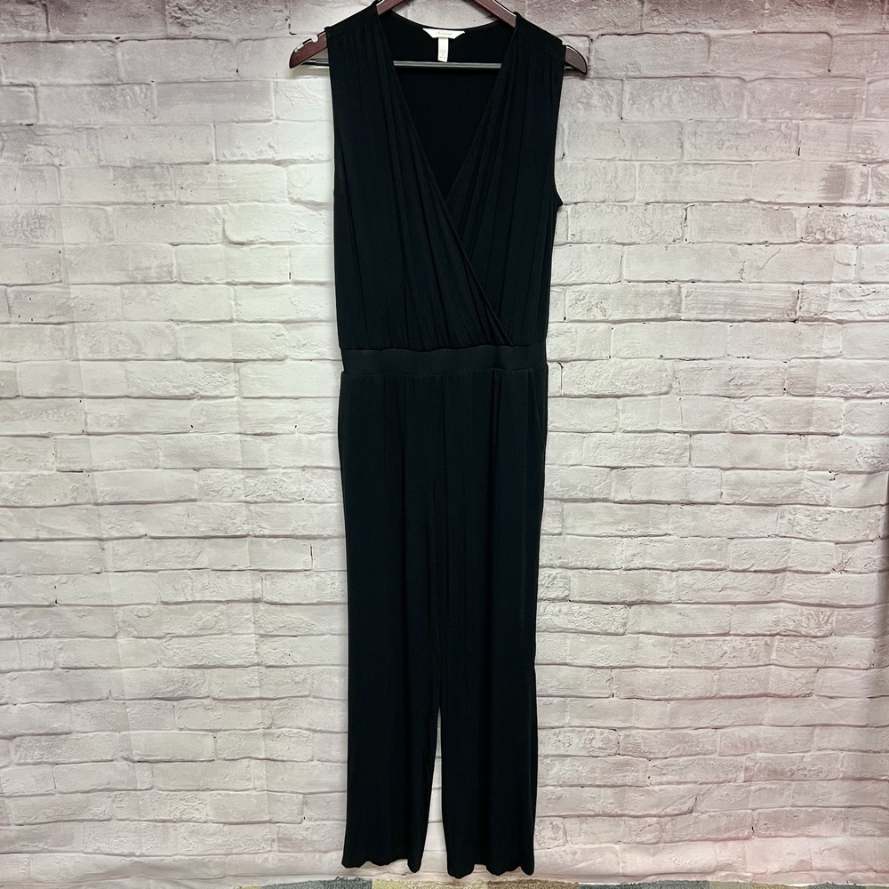 Soma Jumpsuit Womens Medium Black Surplice Jumpsuit Jumper Playsuit Romper Soft